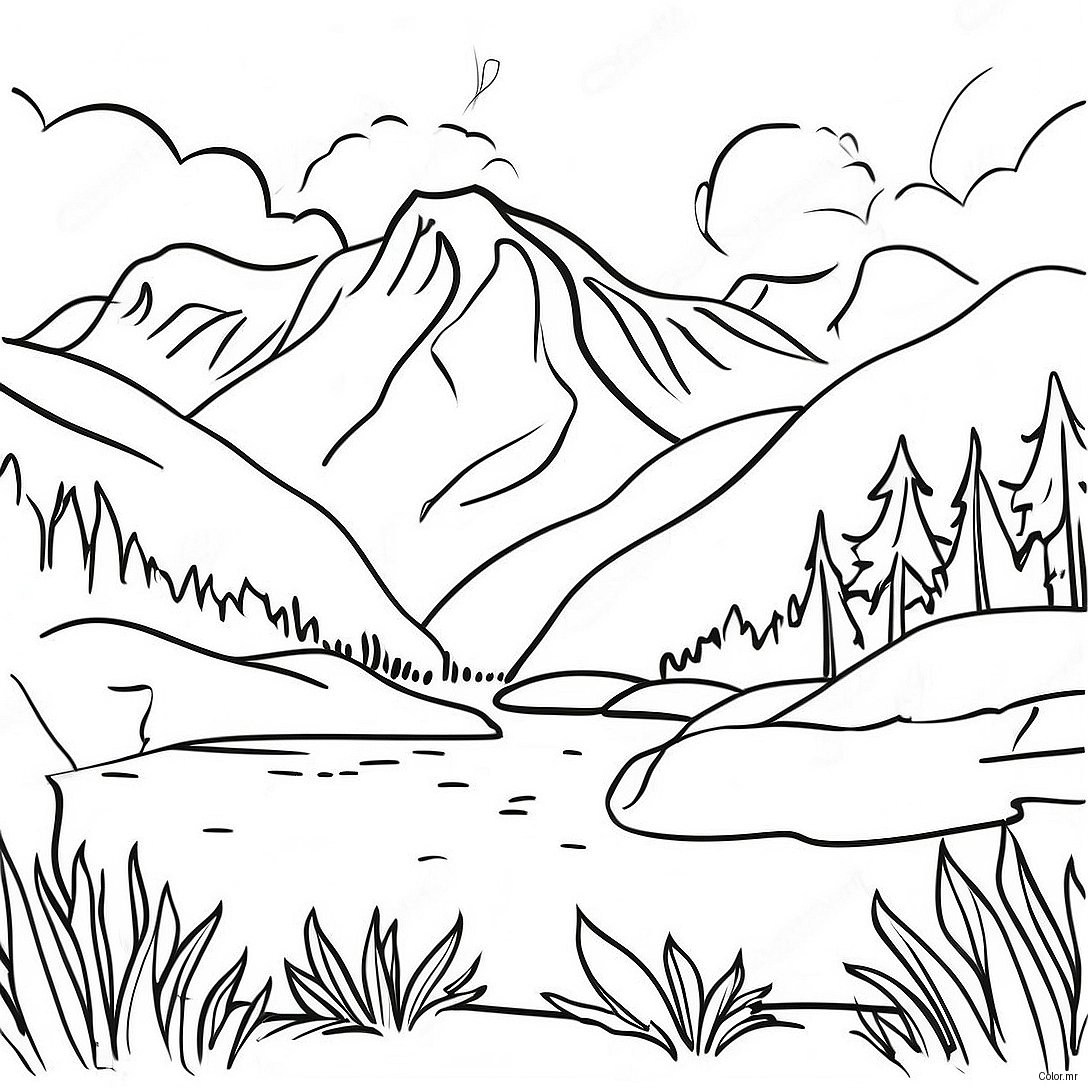 Pagina Para Colorir De Paisagem Montanhosa Realista 26066 23922