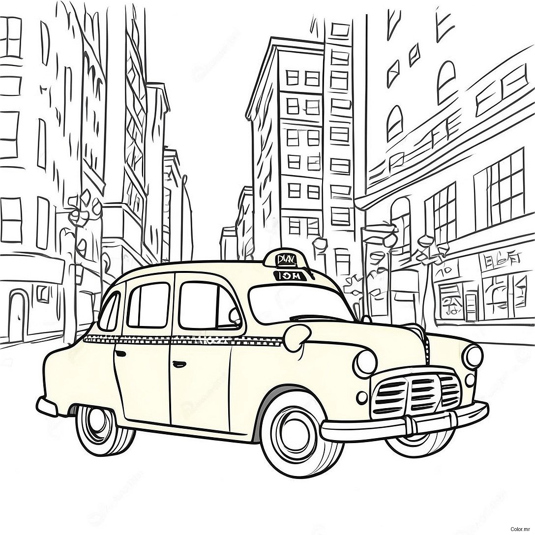 Pagina Para Colorir De Taxi Amarelo Vintage 55612 46259