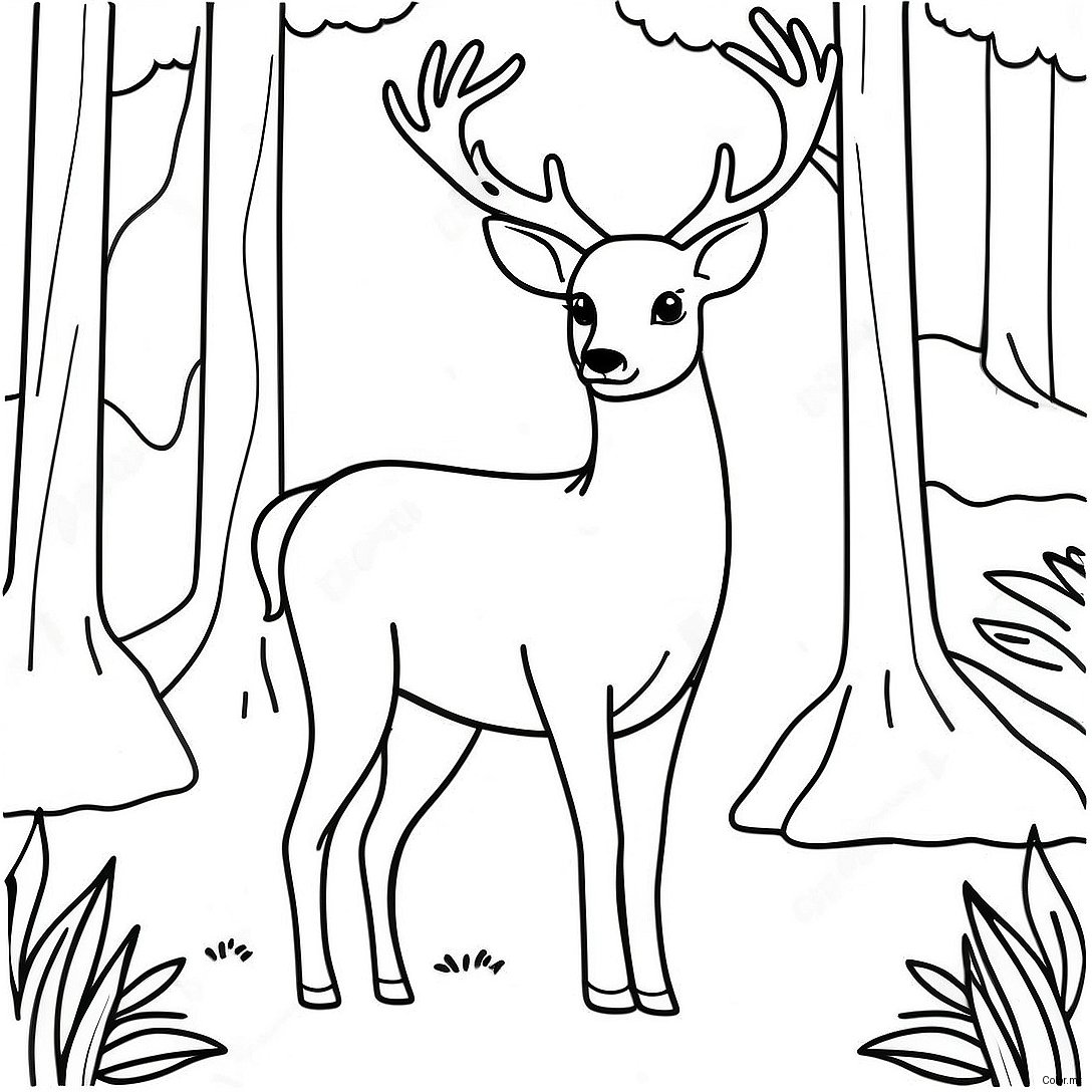Pagina Para Colorir De Veado Realista Na Floresta 51884 43197