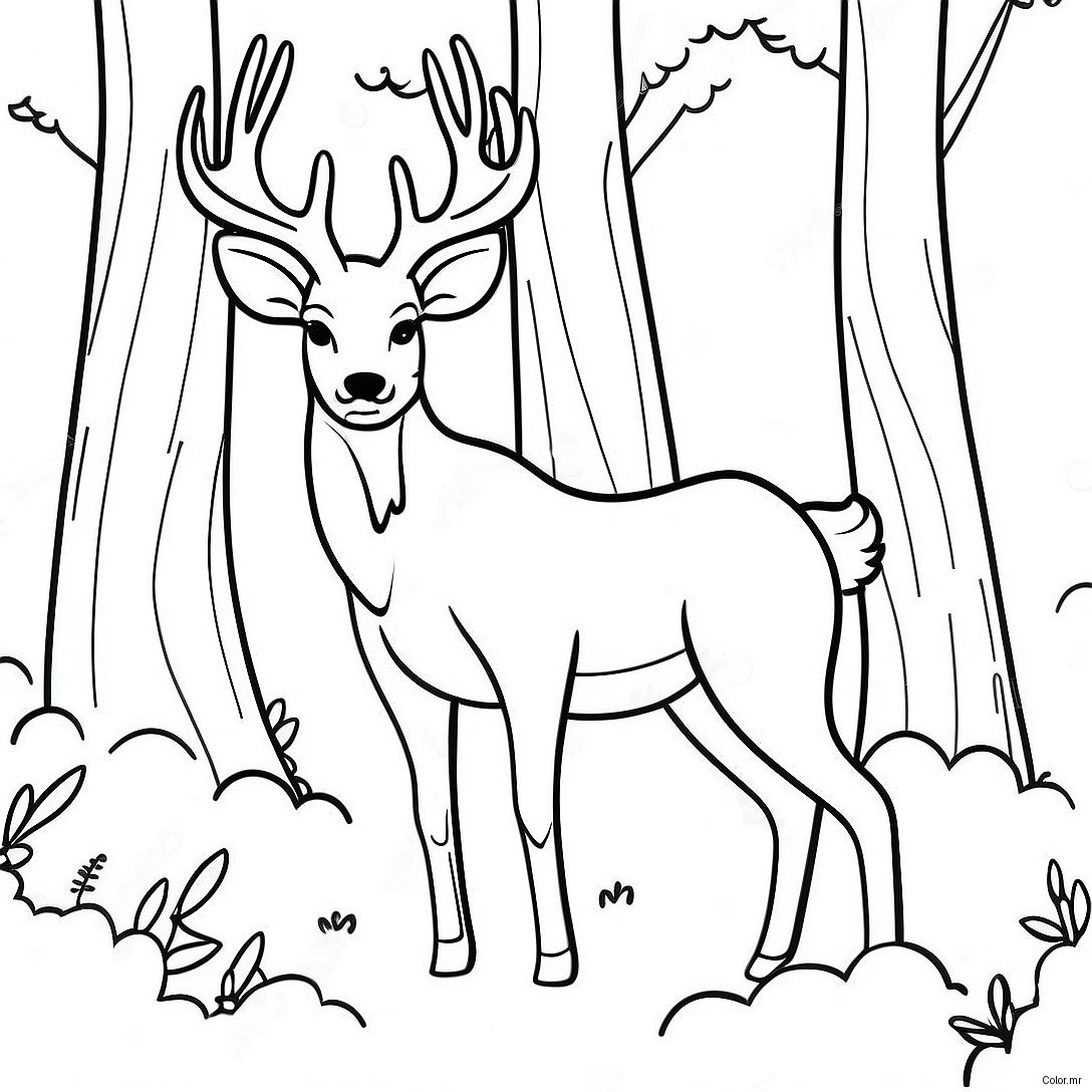 Pagina Para Colorir De Veado Realista Na Floresta 51884 43198