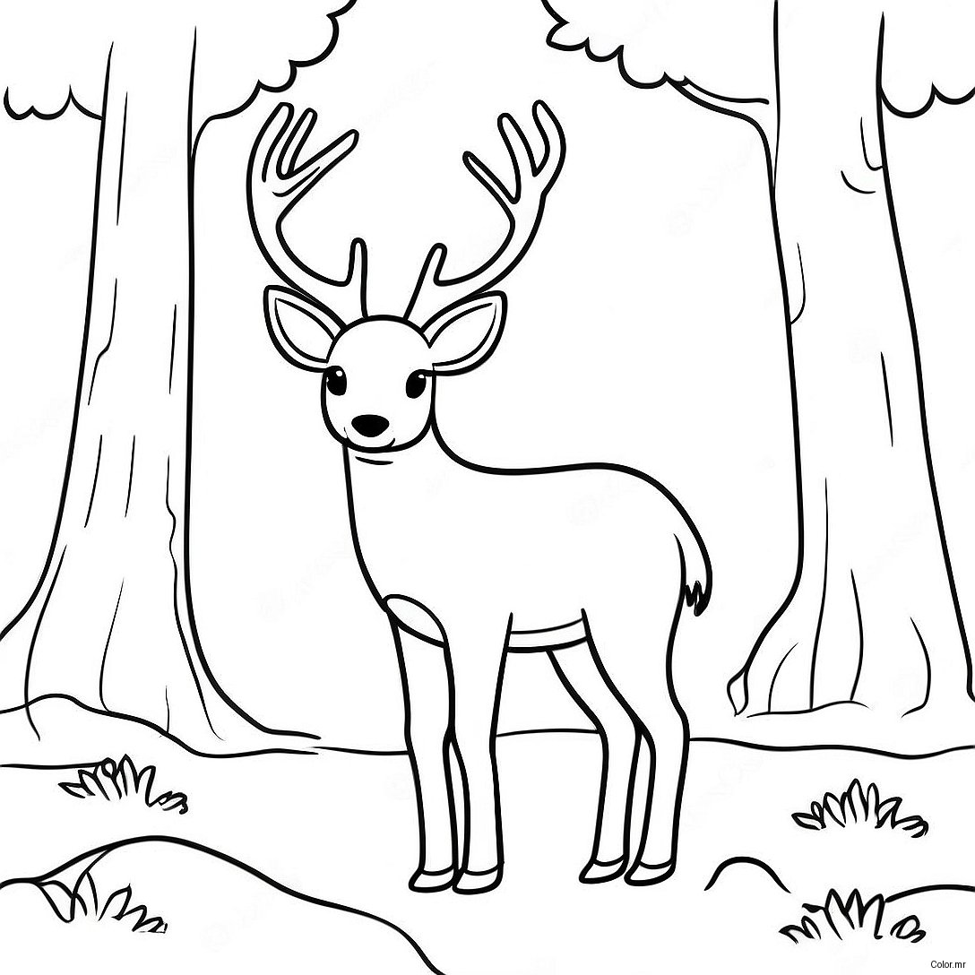 Pagina Para Colorir De Veado Realista Na Floresta 51884 43199