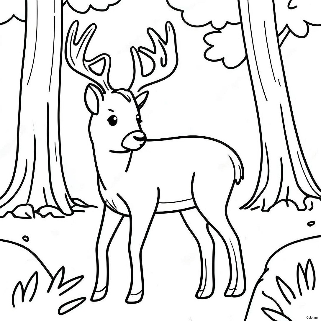 Pagina Para Colorir De Veado Realista Na Floresta 51884 43200