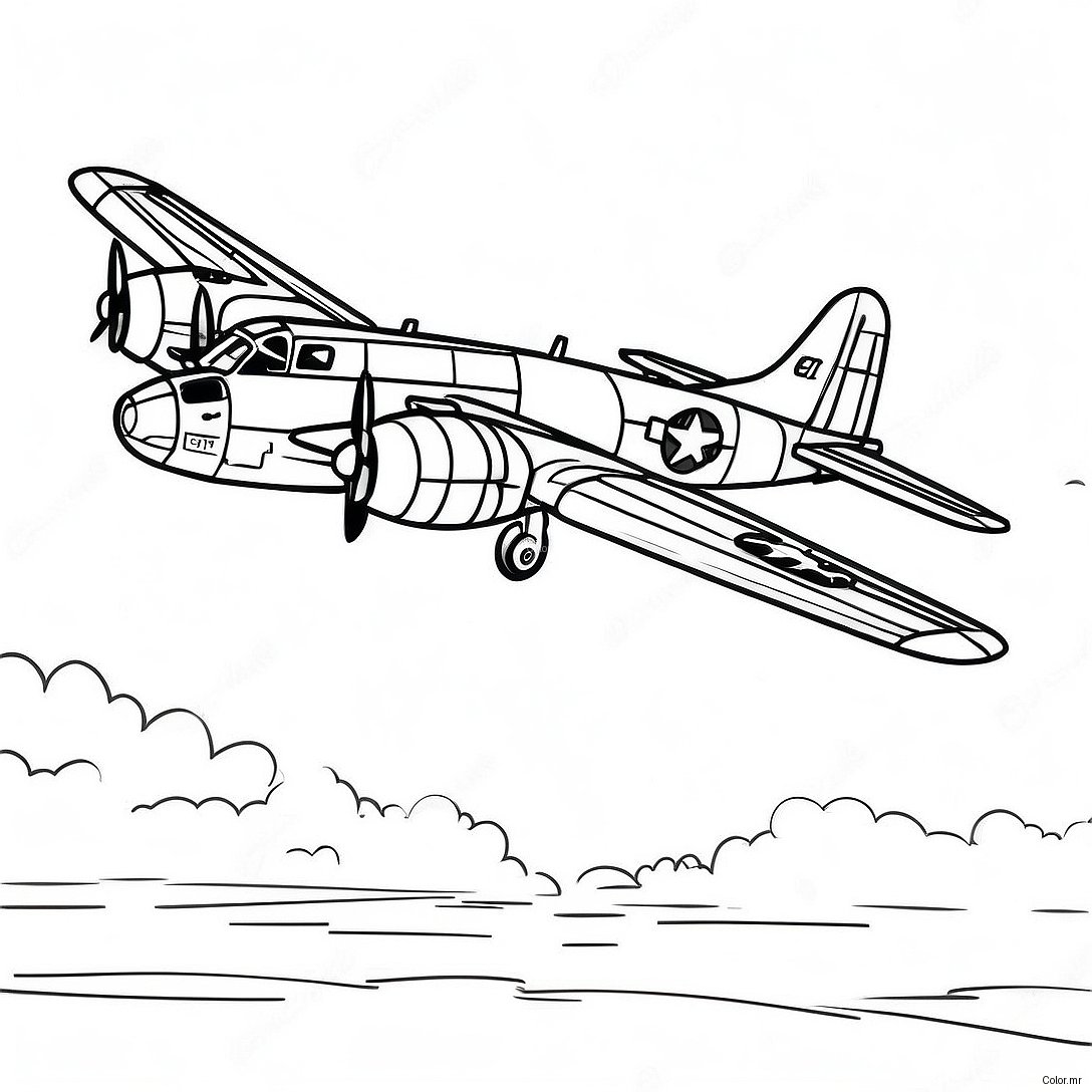 Pagina Para Colorir Do Bombardeiro B 17 Vintage Em Voo 74396 61381