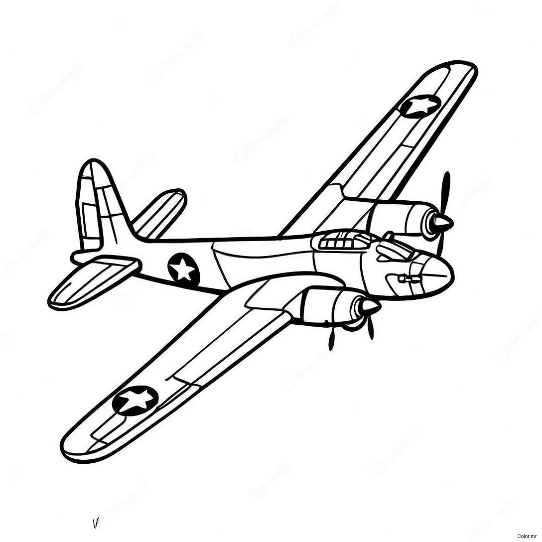 Pagina Para Colorir Do Bombardeiro B 17 Vintage Em Voo 74396 61382