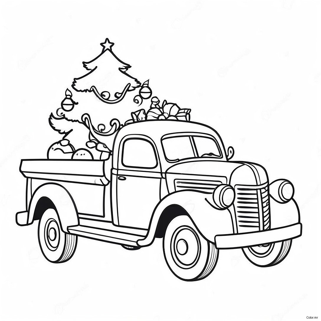 Pagina Para Colorir Do Caminhao De Natal Vintage Com Arvore 43573 36255