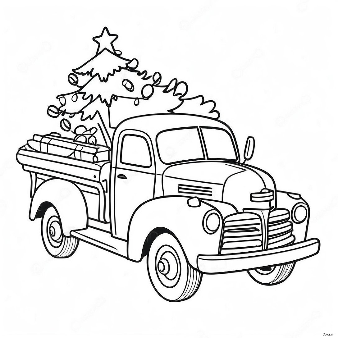 Pagina Para Colorir Do Caminhao De Natal Vintage Com Arvore 43573 36256