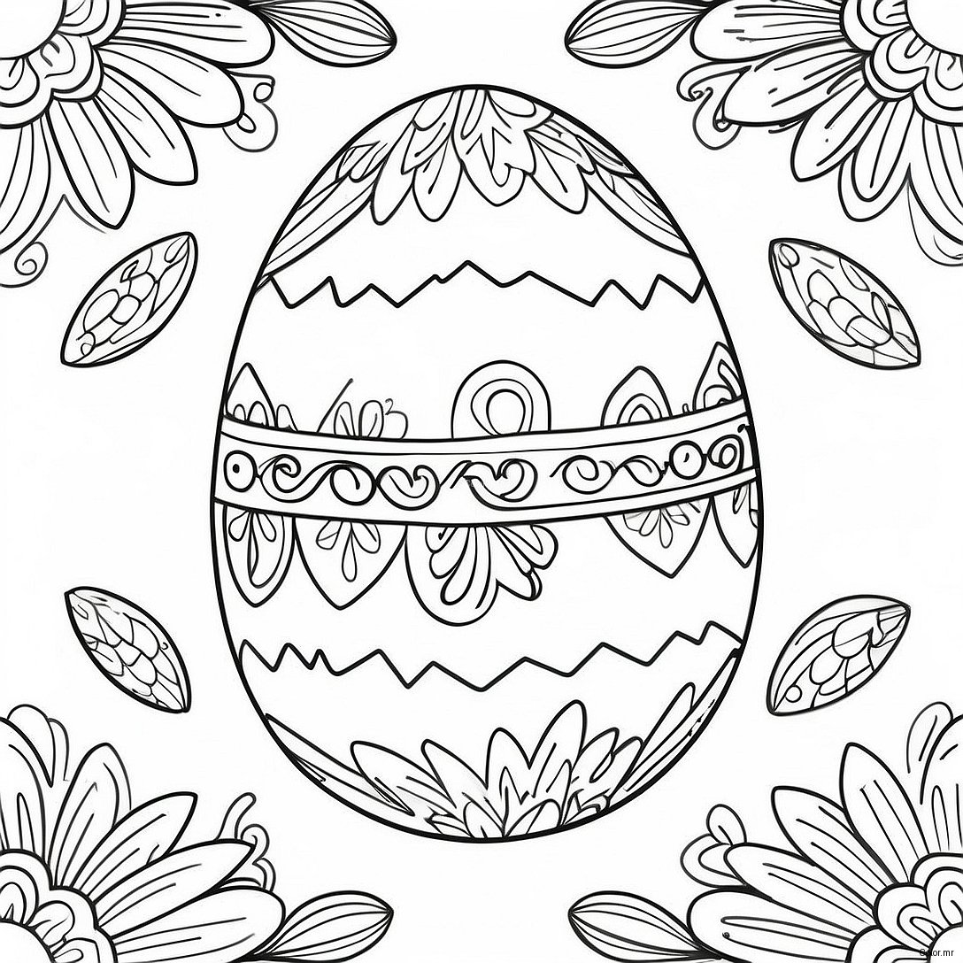 Pagina Para Colorir Do Charmoso Ovo De Pascoa Vintage 71884 59395