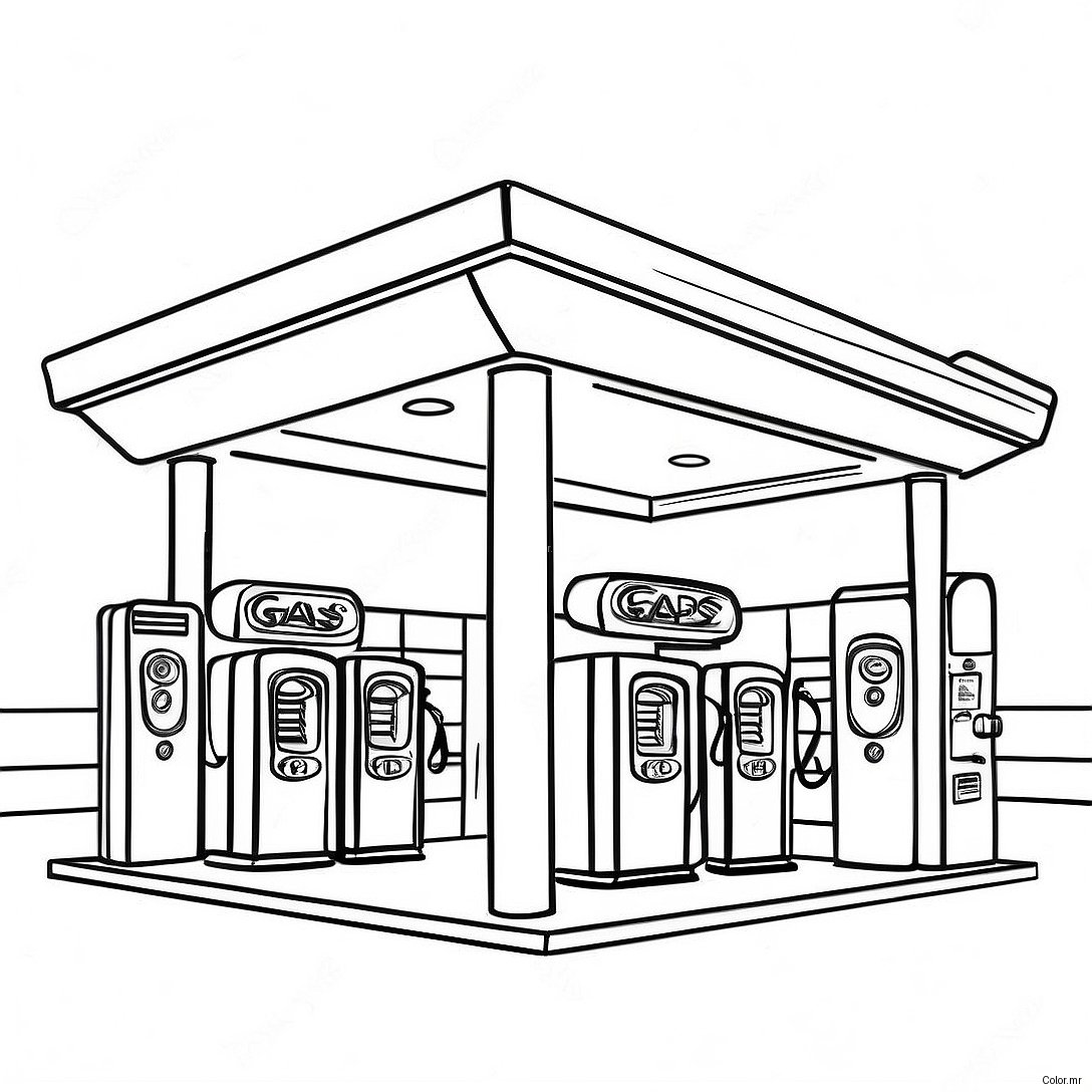 Pagina Para Colorir Do Posto De Gasolina Vintage 72295 59712
