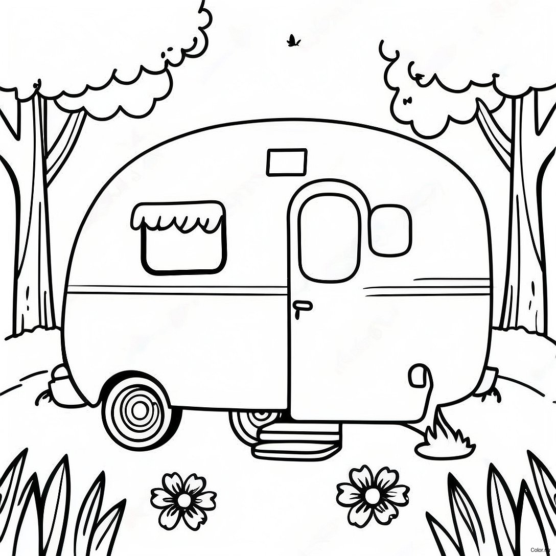 Pagina Para Colorir Do Trailer Vintage Na Natureza 6405 5117