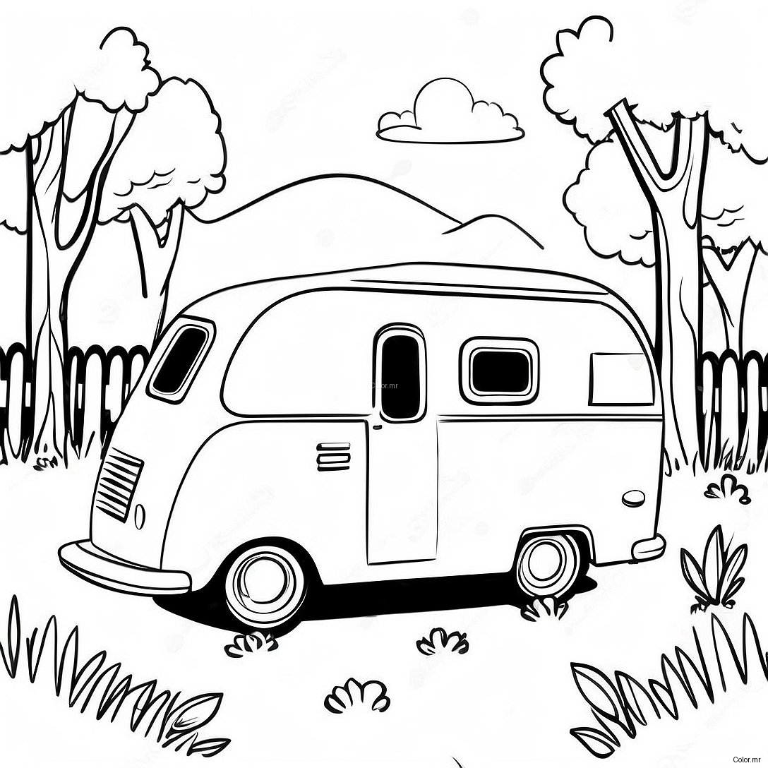 Pagina Para Colorir Do Trailer Vintage Na Natureza 6405 5119