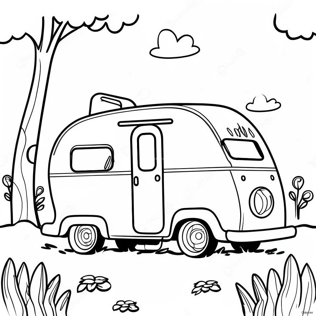 Pagina Para Colorir Do Trailer Vintage Na Natureza 6405 5120