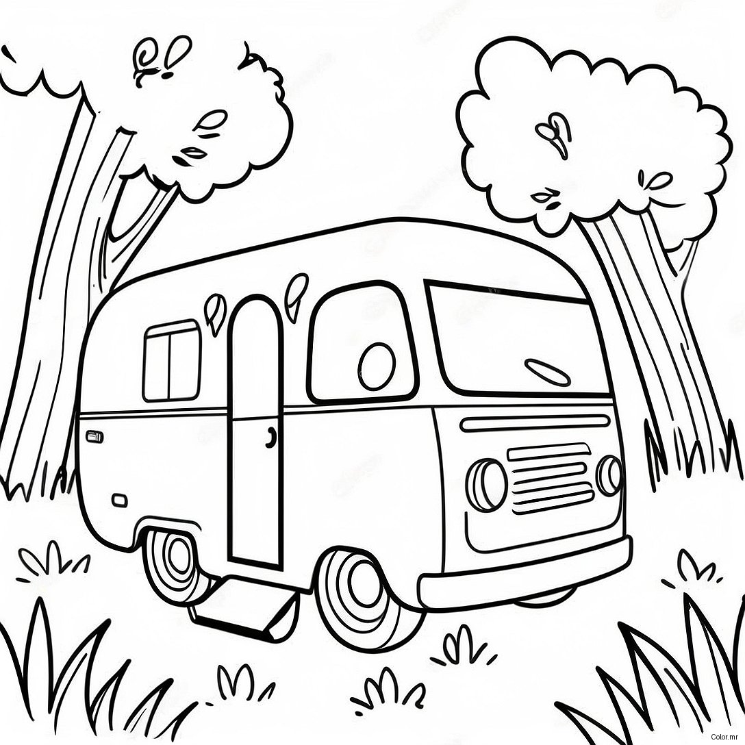 Pagina Para Colorir Do Trailer Vintage Na Natureza 6405 5213