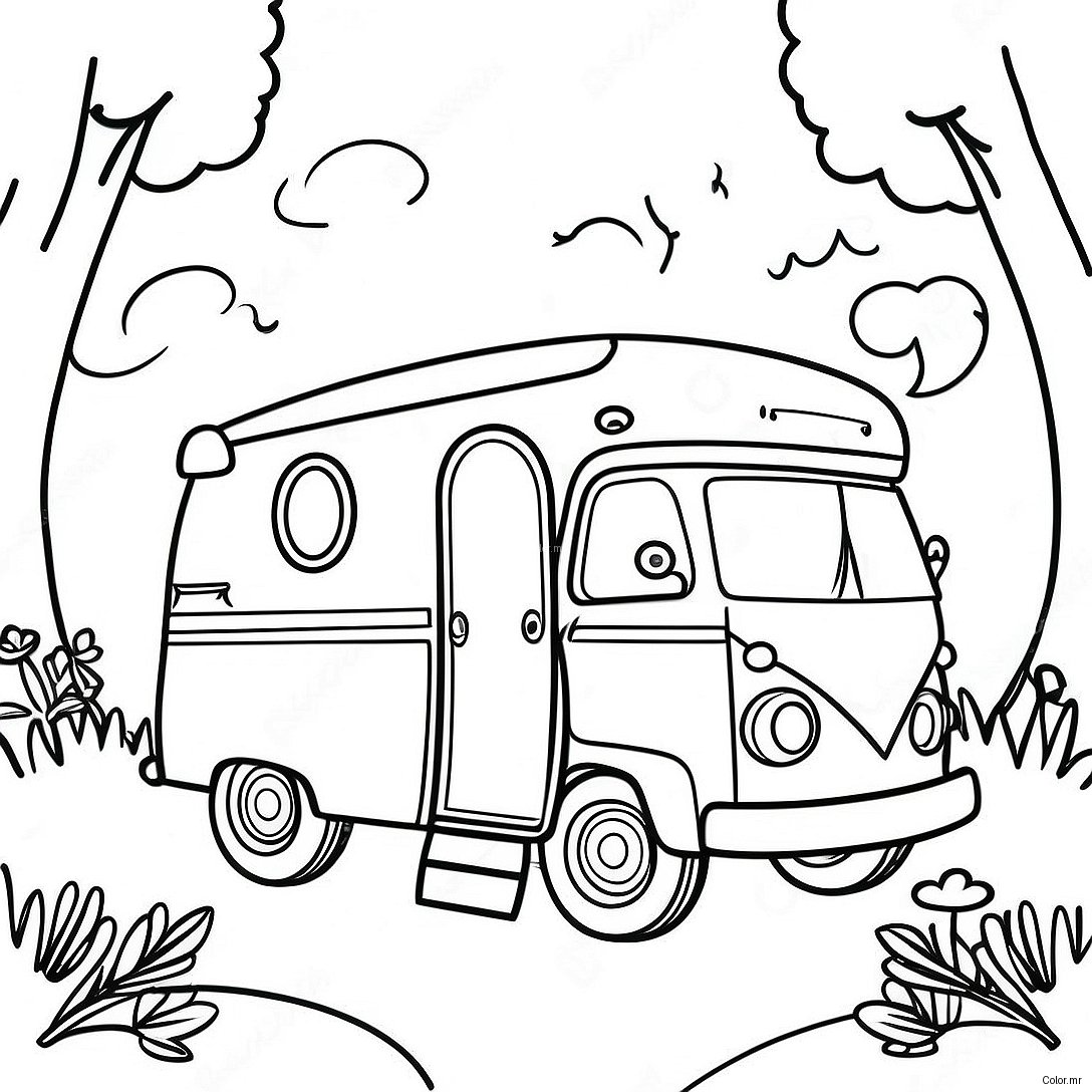 Pagina Para Colorir Do Trailer Vintage Na Natureza 6405 5215