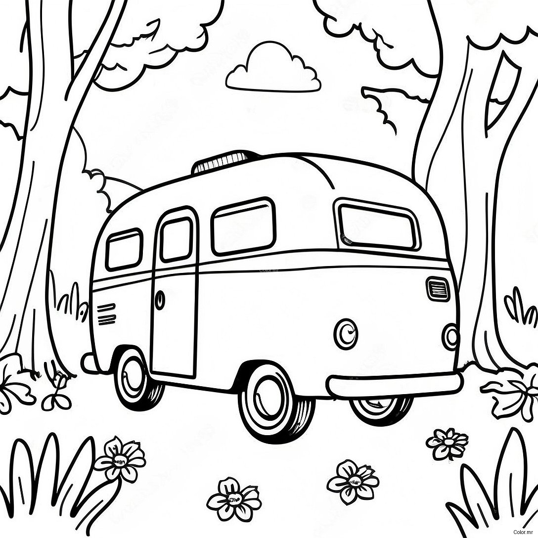 Pagina Para Colorir Do Trailer Vintage Na Natureza 6405 5216