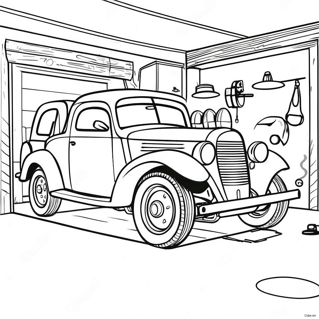 Pagina Para Colorir Garagem De Mecanico Vintage 49185 40850