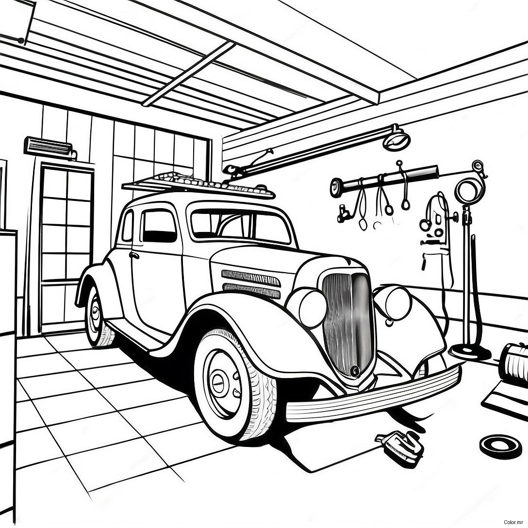 Pagina Para Colorir Garagem De Mecanico Vintage 49185 40852