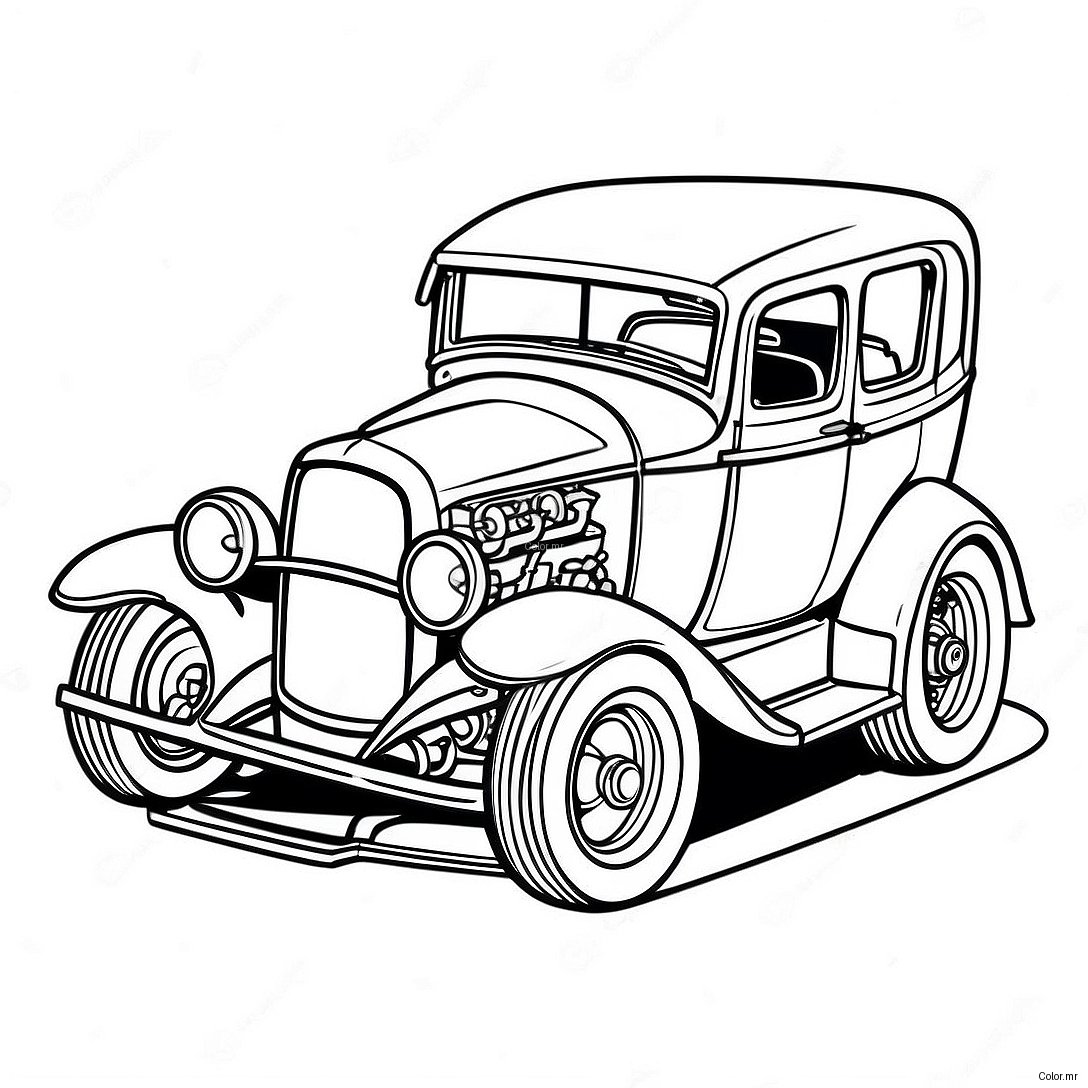 Pagina Para Colorir Hot Rod Vintage 4602 3701