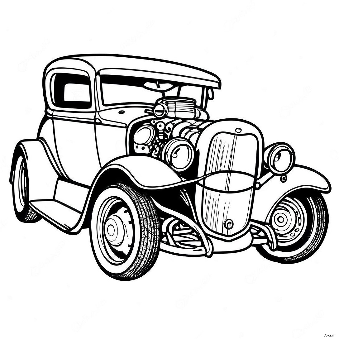 Pagina Para Colorir Hot Rod Vintage 4602 3703
