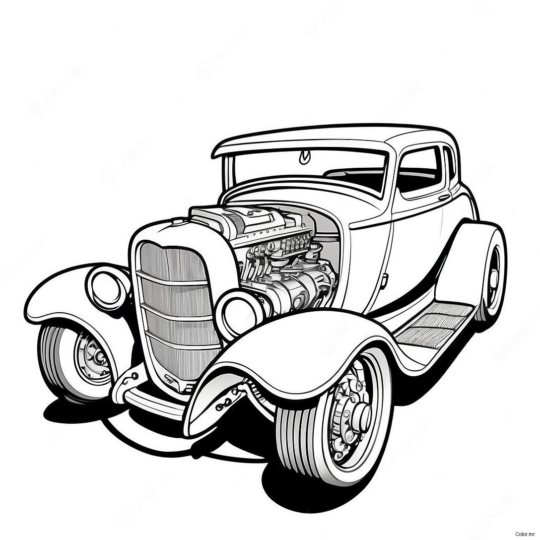 Pagina Para Colorir Hot Rod Vintage 4602 3704