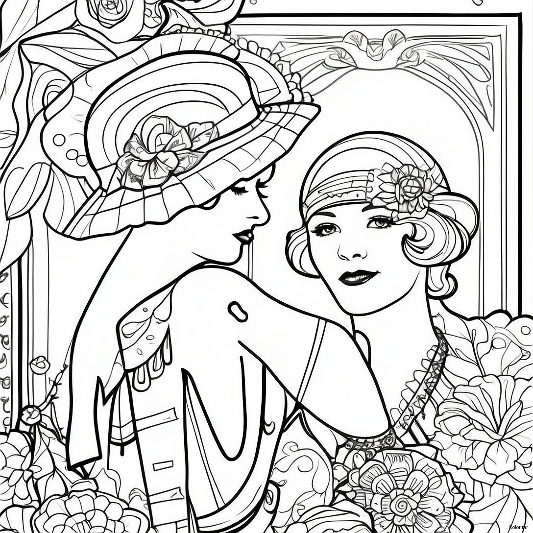 Pagina Para Colorir Moda Vintage Dos Anos 1920 54521 45384