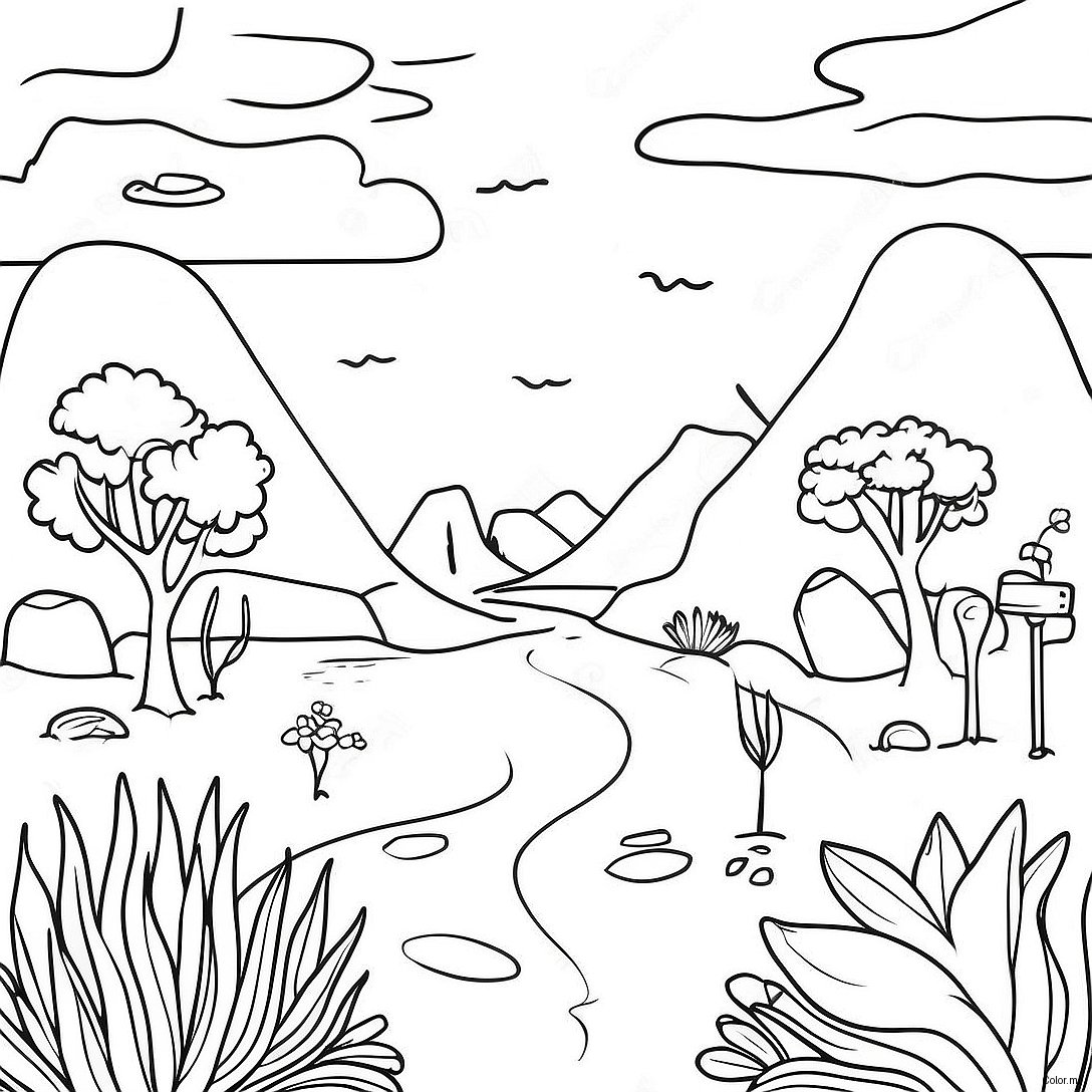 Pagina Para Colorir Paisagem Onirica Surrealista 53439 44402