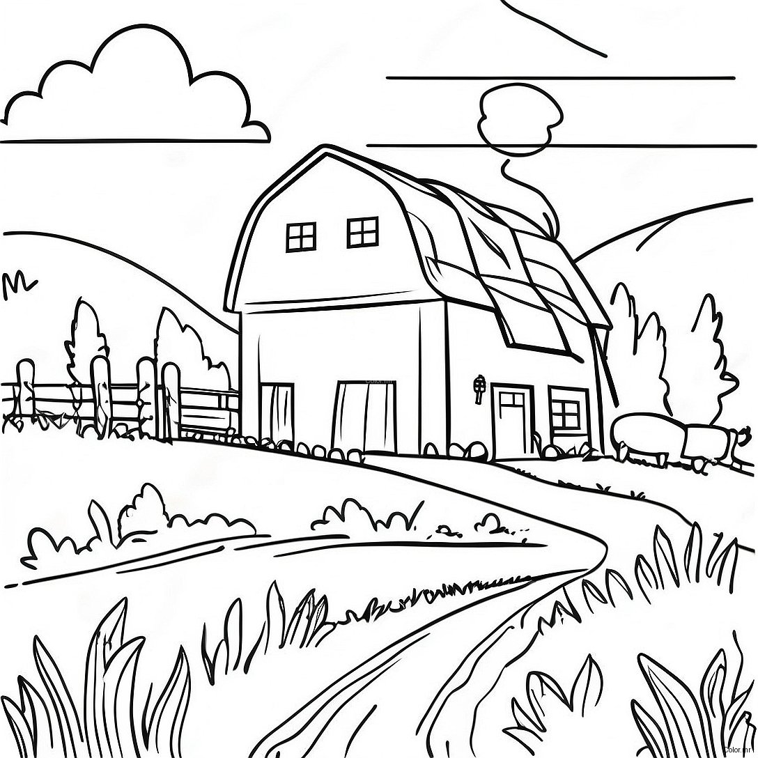 Pagina Para Colorir Paisagem Realista Da Fazenda 26992 24650