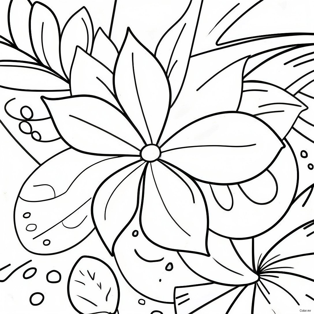 Pagina Para Colorir Realista De Flor Tropical 46283 38547