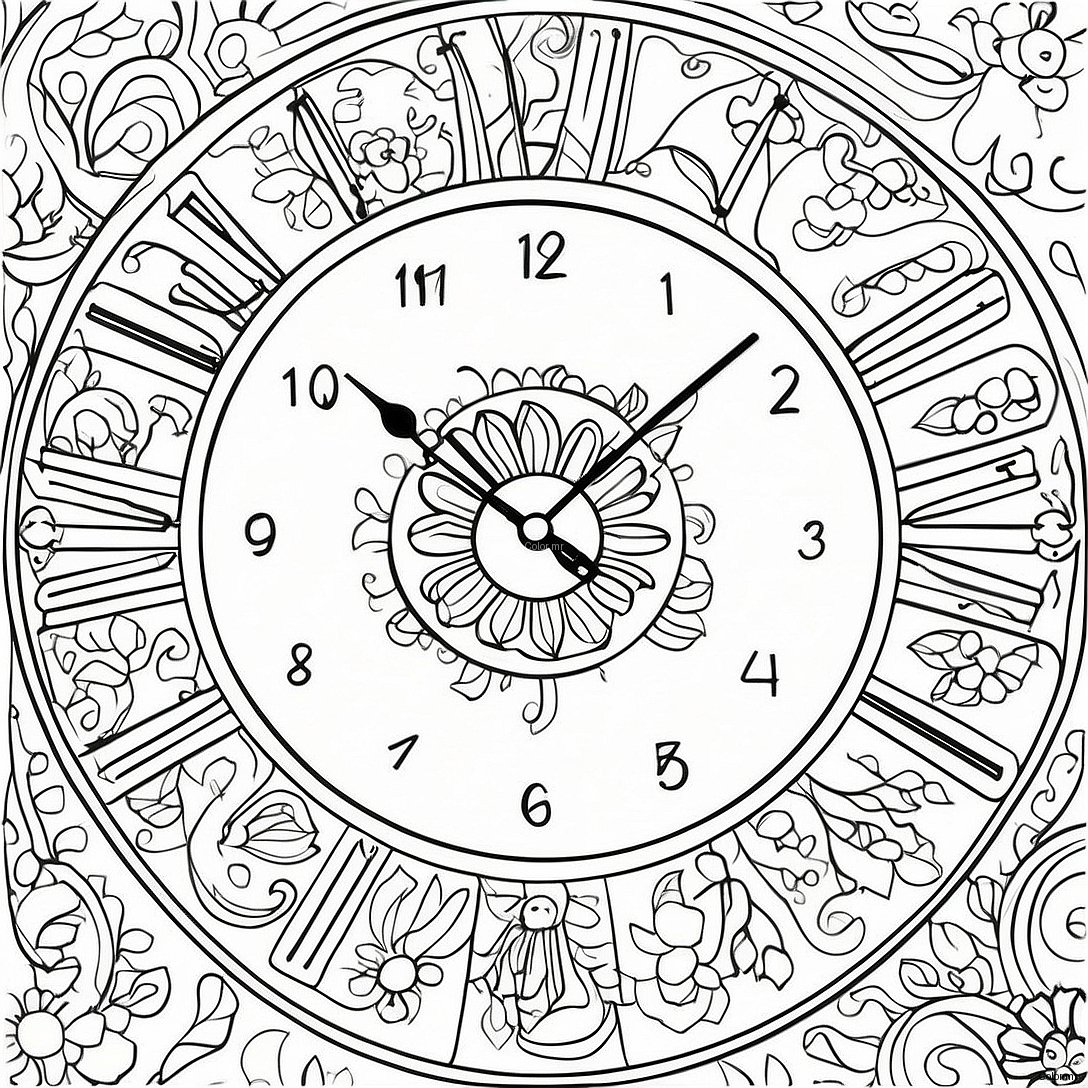 Pagina Para Colorir Relogio De Parede Vintage 28256 25632