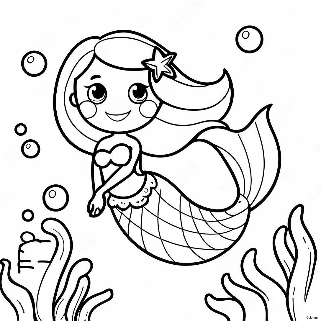 Pagina Para Colorir Sereia Realista Com Peixes Coloridos 13498 11202