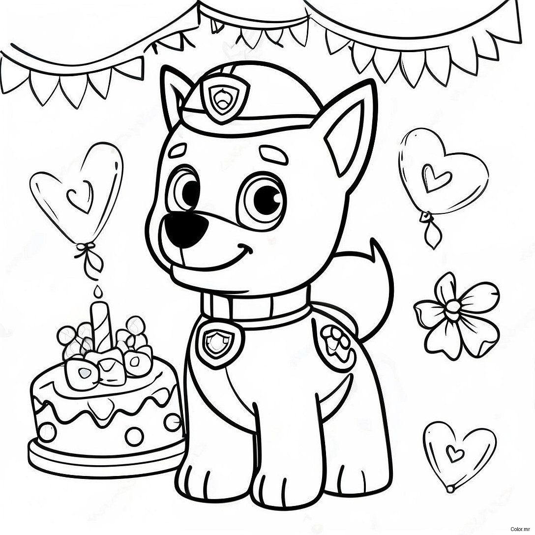 Paw Patrol Birthday Celebration Coloring Page 41609 34518