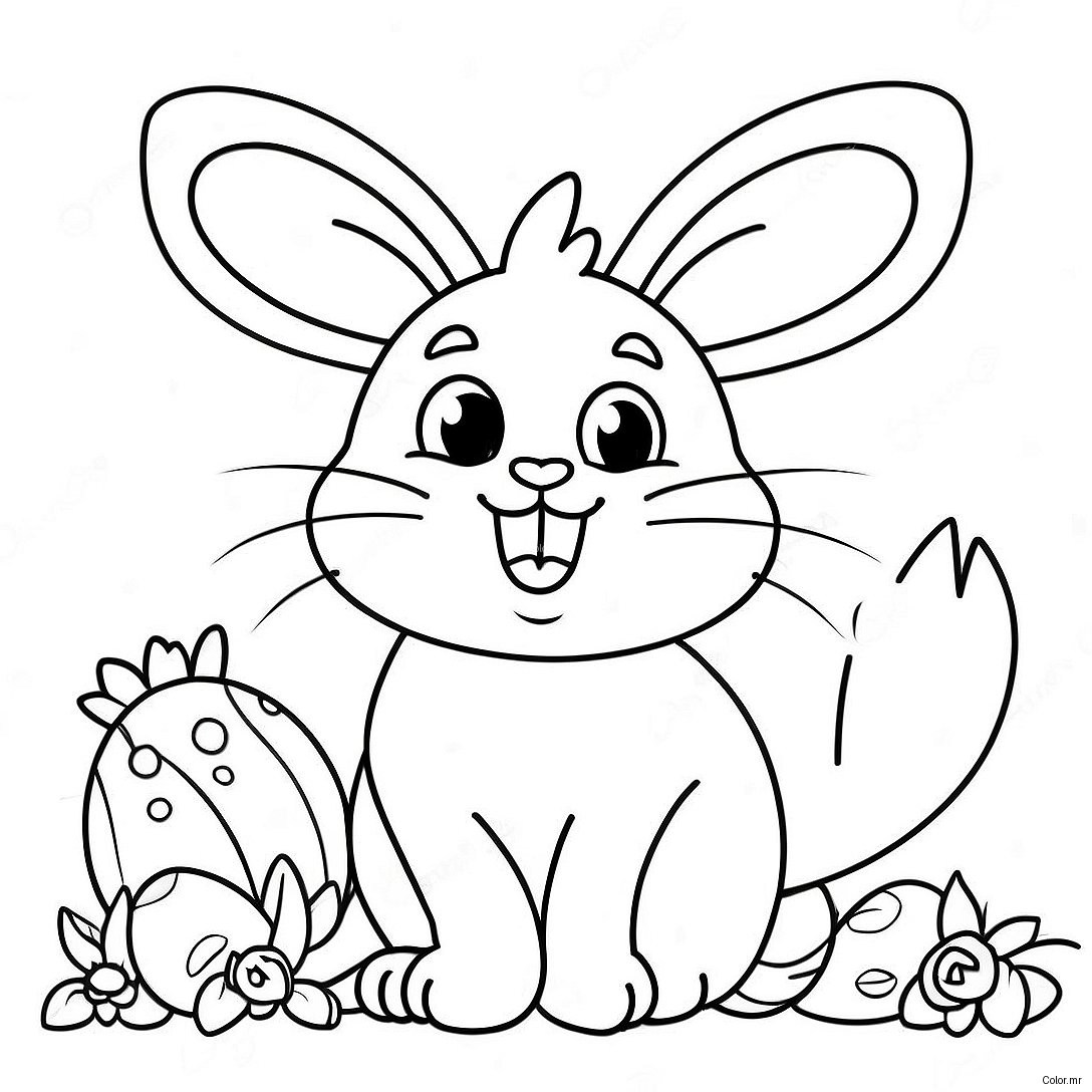 Playful Easter Cat With Bunny Ears Coloring Page 36054 30070