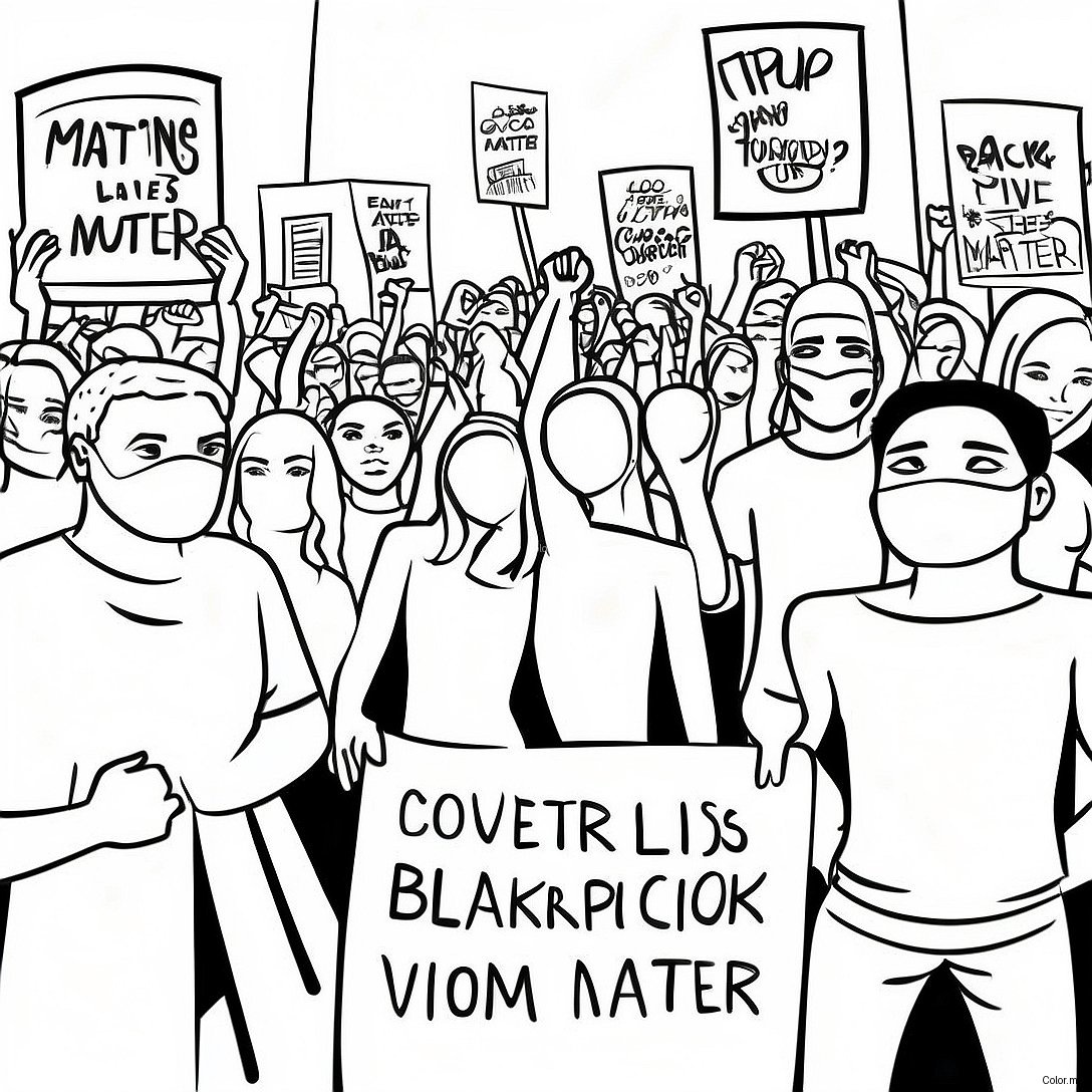 Powerful Black Lives Matter Protesters Coloring Page 68333 56349