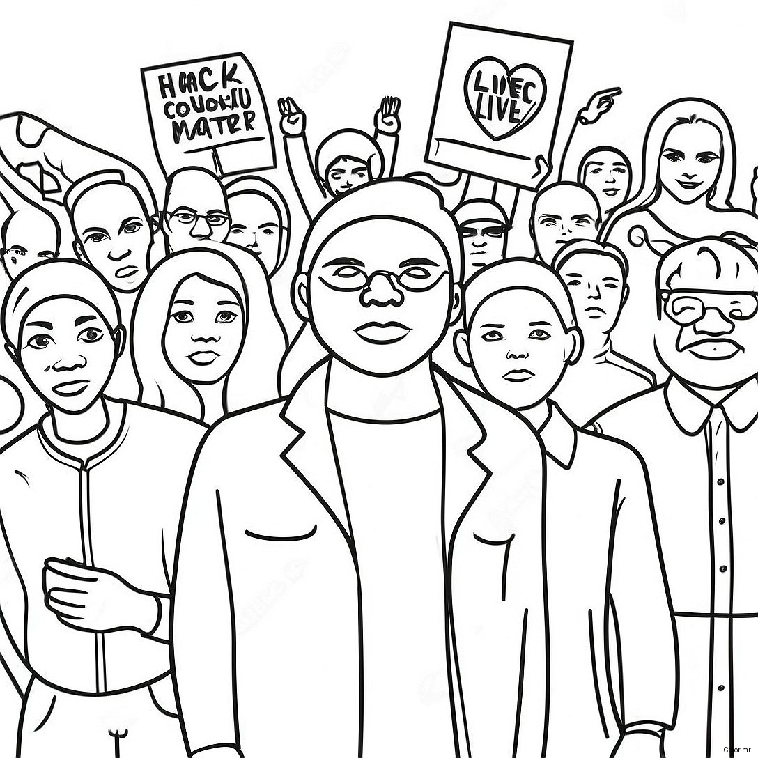 Powerful Black Lives Matter Protesters Coloring Page 68333 56350