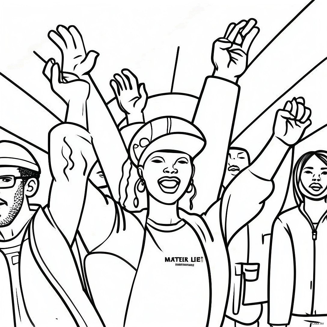 Powerful Black Lives Matter Protesters Coloring Page 68333 56352