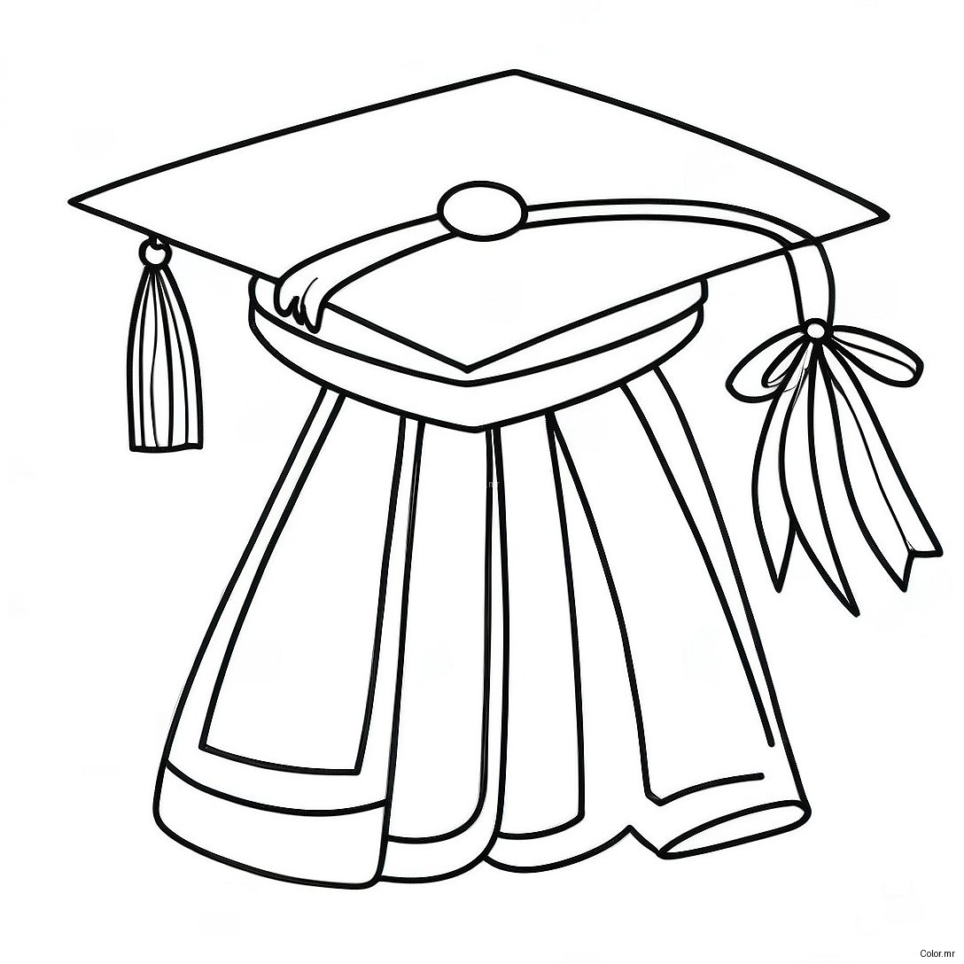 Preschool Graduation Cap And Gown Coloring Page 40818 33807
