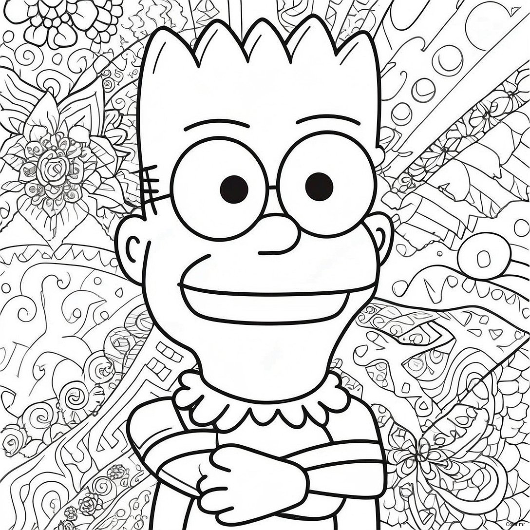 Psychedelic Bart Simpson With Groovy Patterns Coloring Page 13438 11153