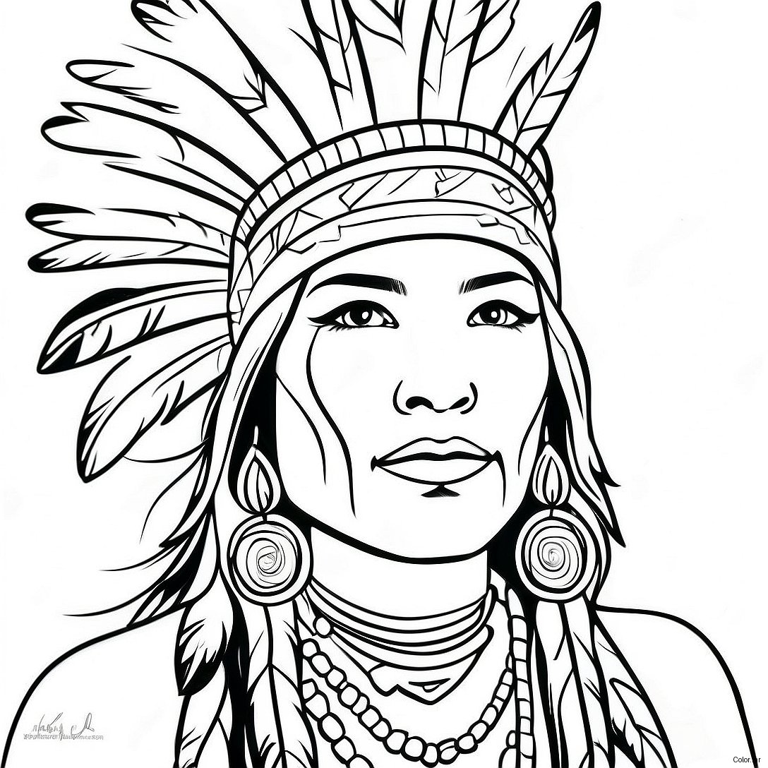 Retrato Realista De Mulher Nativa Americana Para Colorir 69823 57512