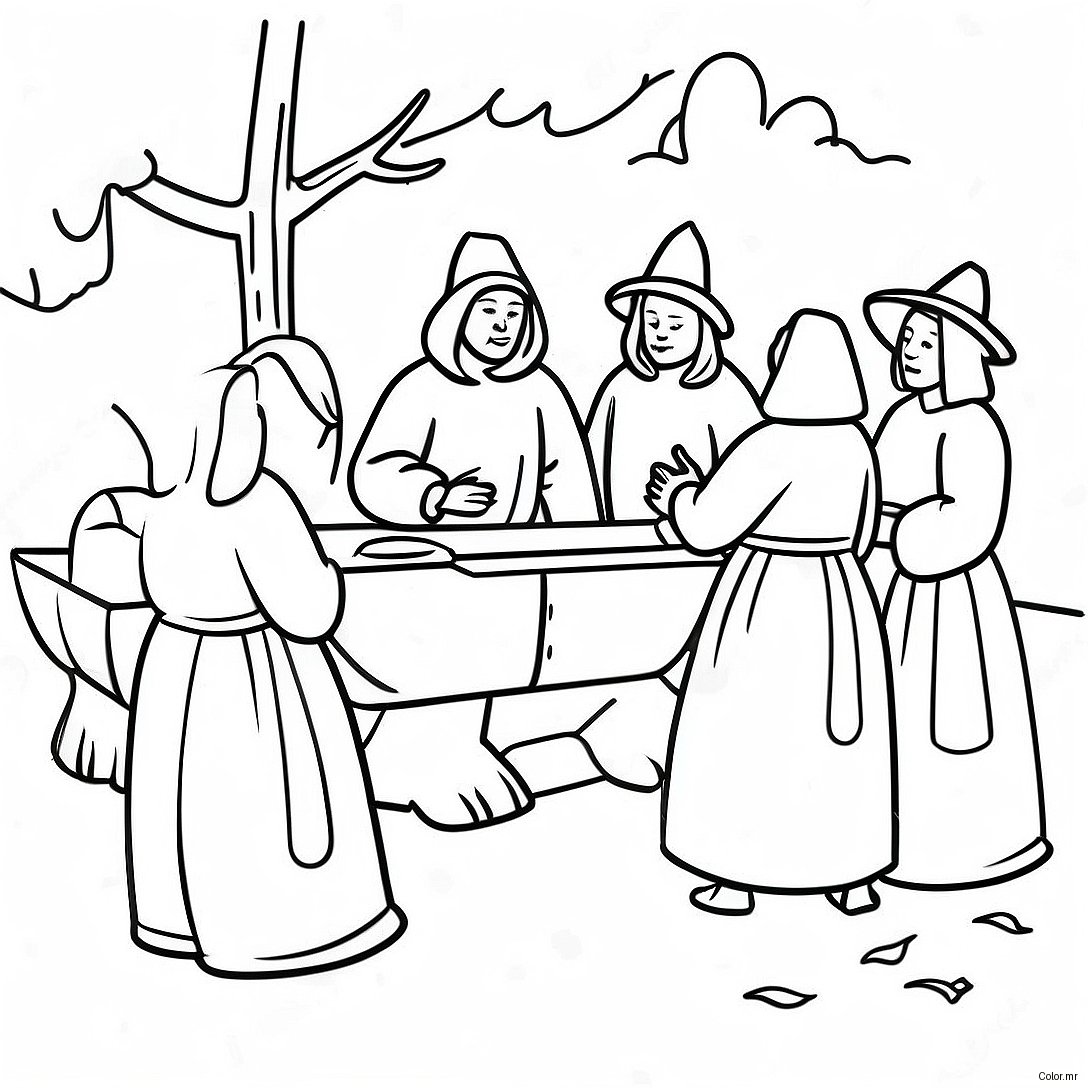 Salem Witch Trials Historical Scene Coloring Page 60986 50570