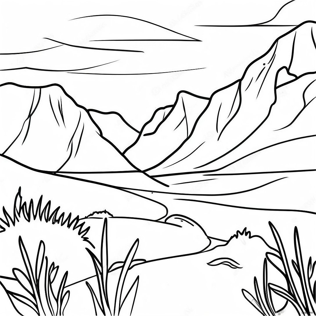 Scottish Highlands Landscape With Flag Coloring Page 52847 44594