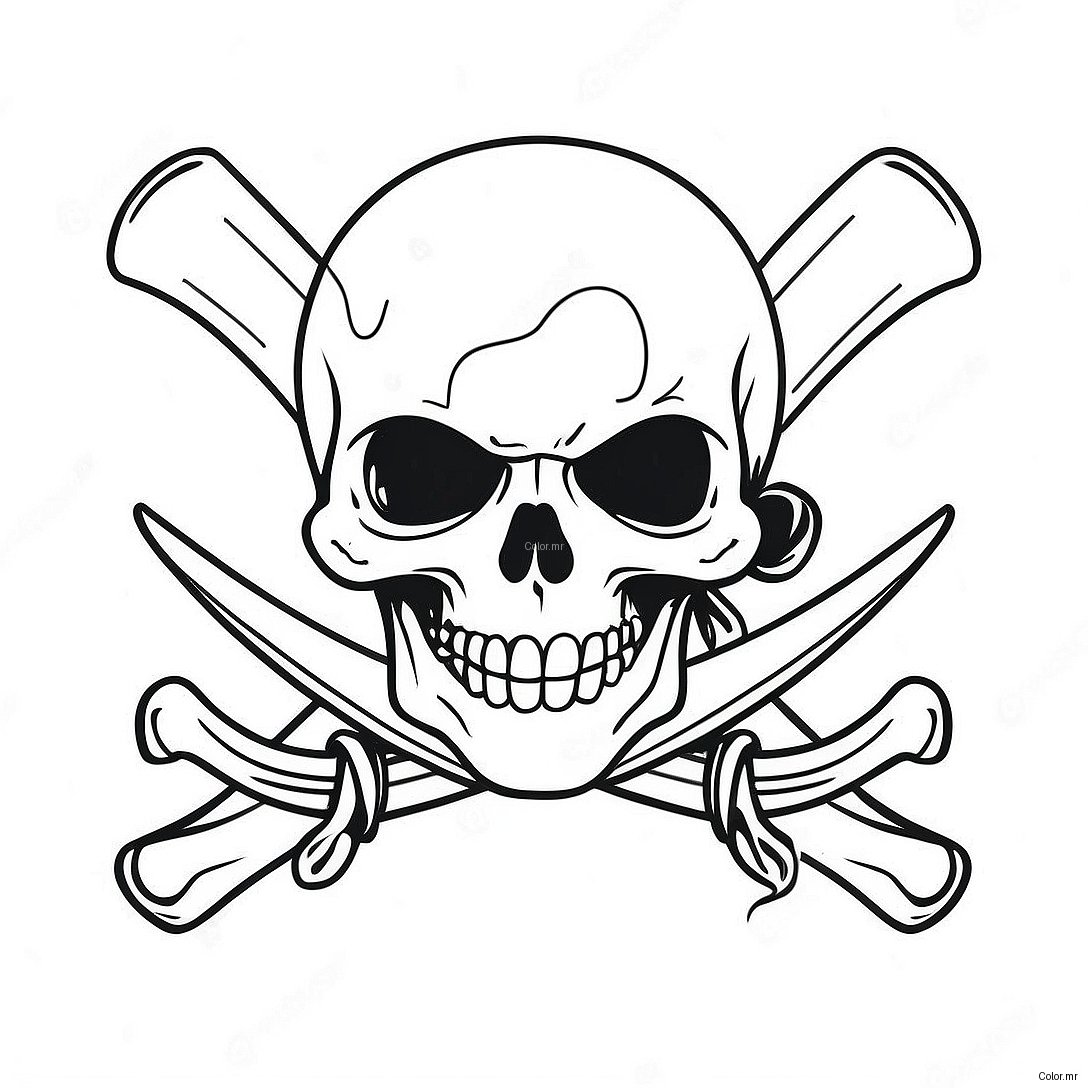 Skull And Crossbones Pirate Flag Coloring Page 73825 60924