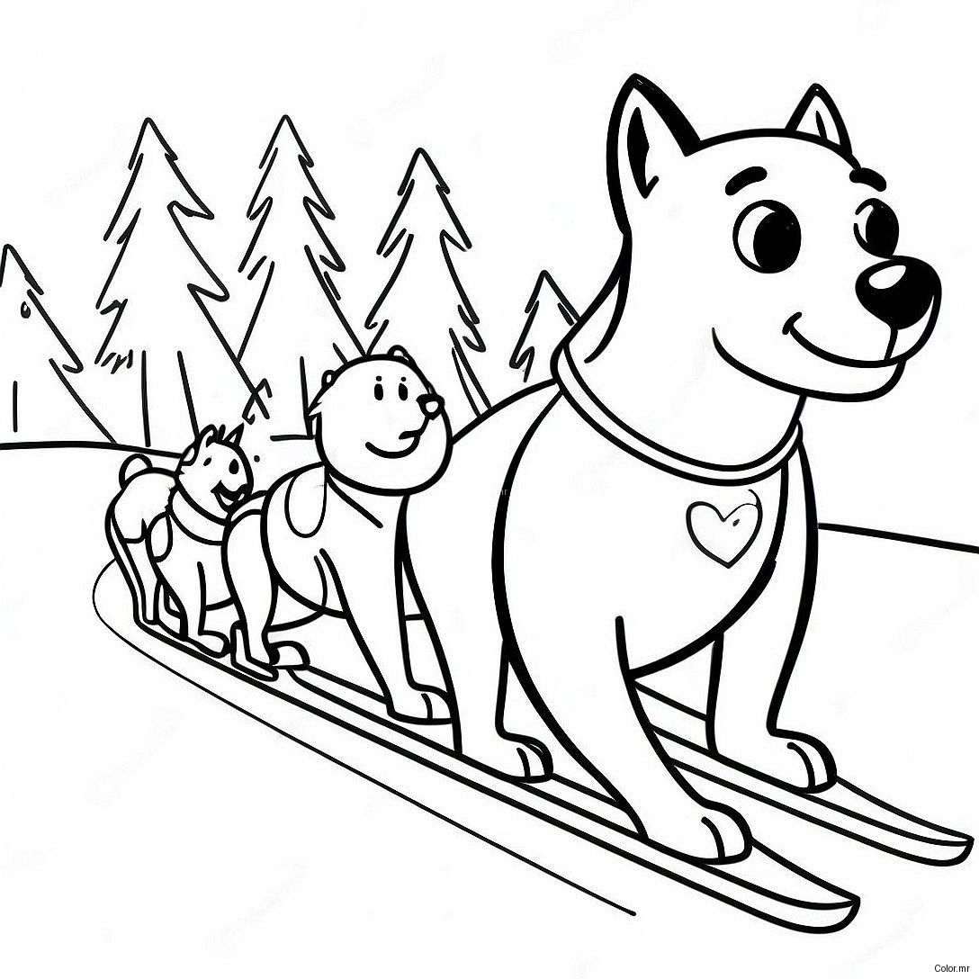 Sled Dog Team Racing Downhill Coloring Page 60496 50191