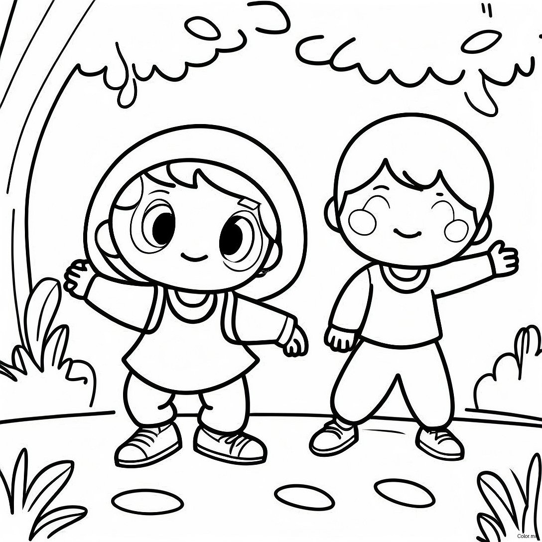 Sneaky Kids Playing Hide And Seek Coloring Page 69634 57376