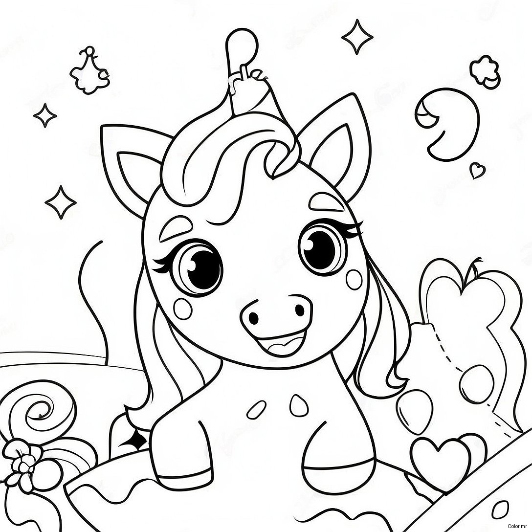 Sparkling Unicorn Birthday Celebration Coloring Page 20742 19217