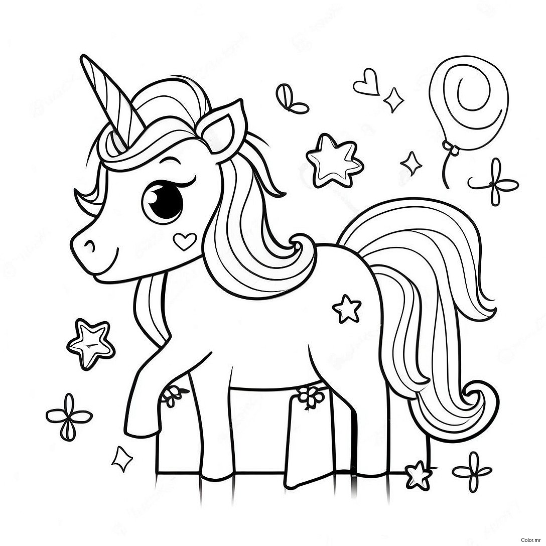 Sparkling Unicorn Birthday Celebration Coloring Page 20742 19218