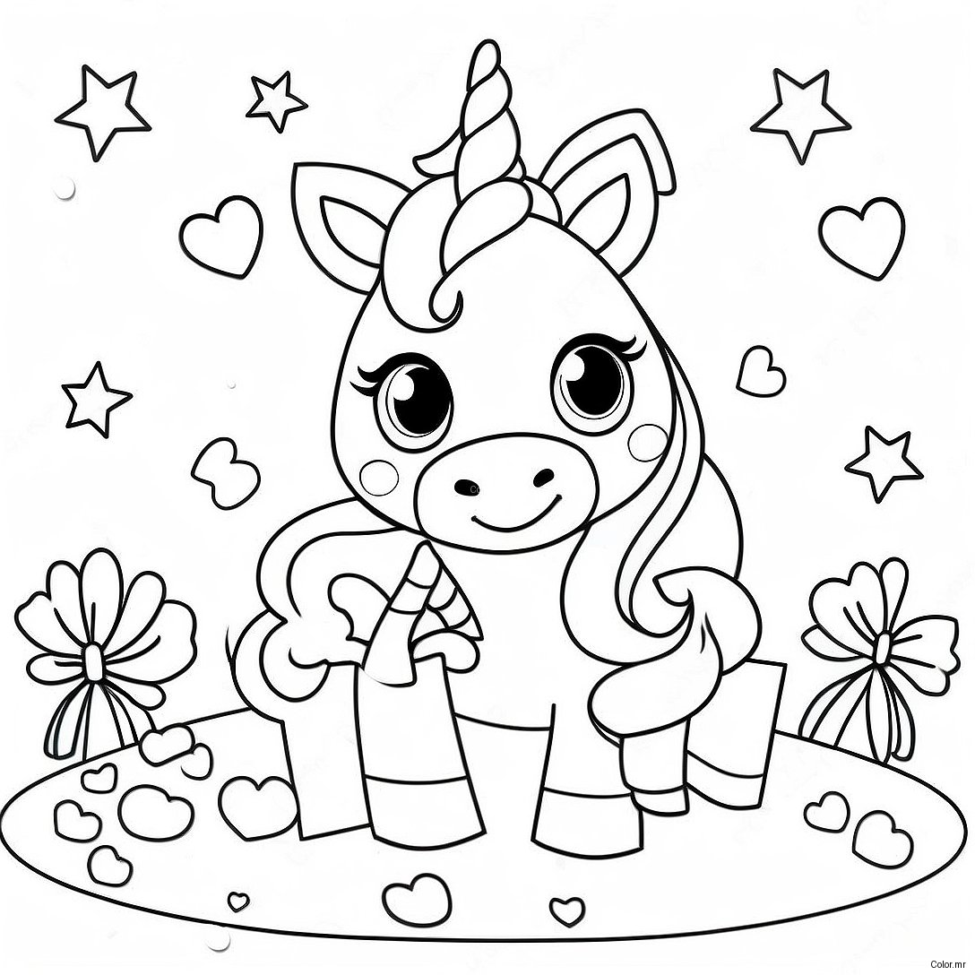 Sparkling Unicorn Birthday Celebration Coloring Page 20742 19220