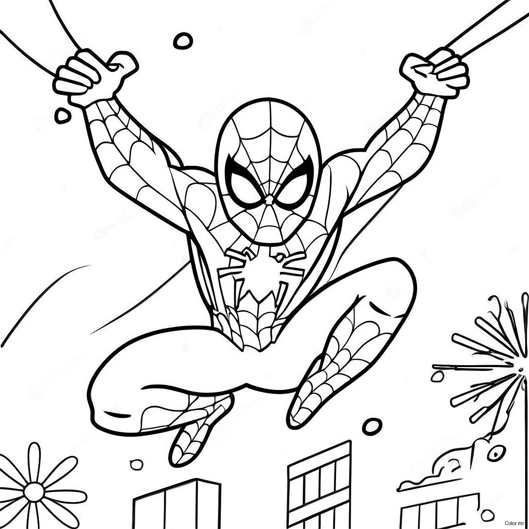 Spider Man Swinging Through Snowflakes Coloring Page 40729 33737