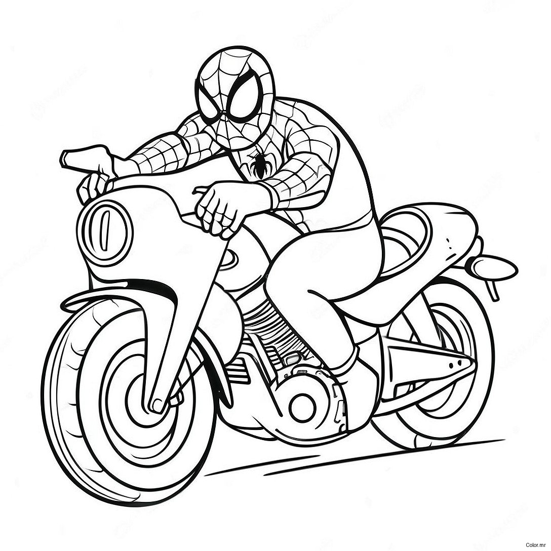 Spiderman Riding A Cool Motorcycle Coloring Page 19979 18634