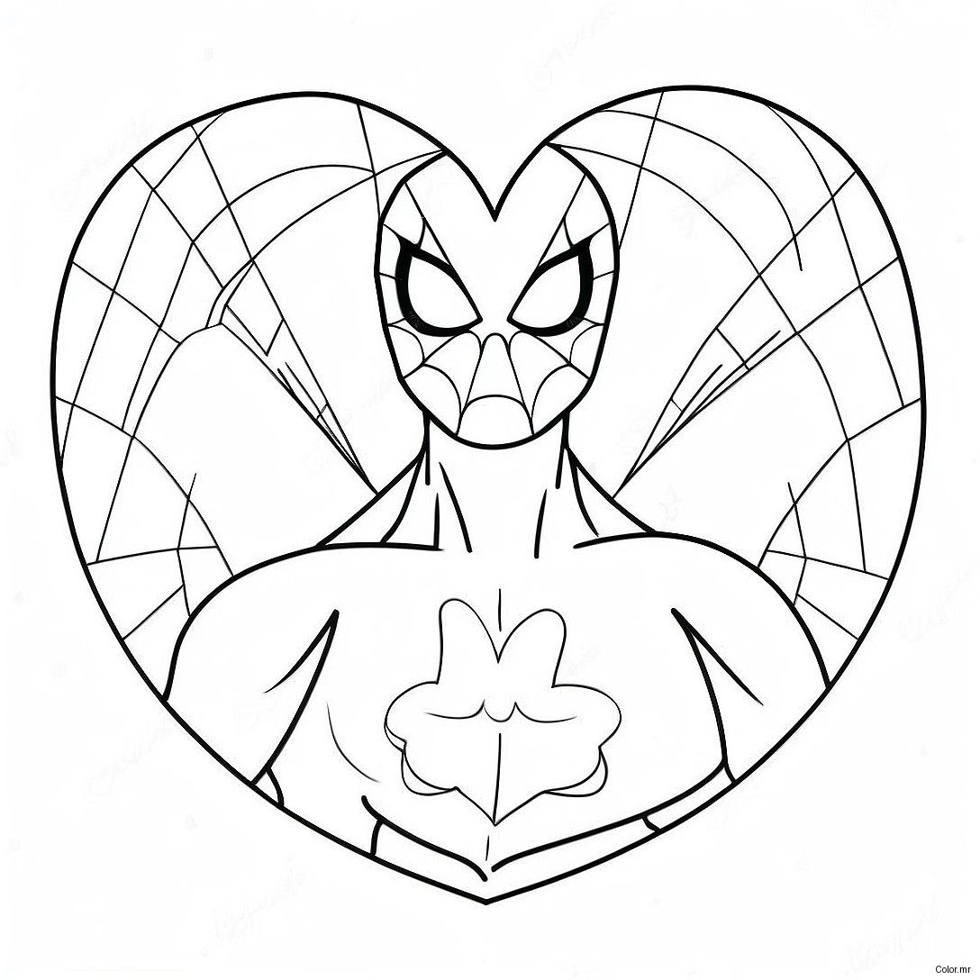 Spiderman Valentine Heart Coloring Page 20361 18911
