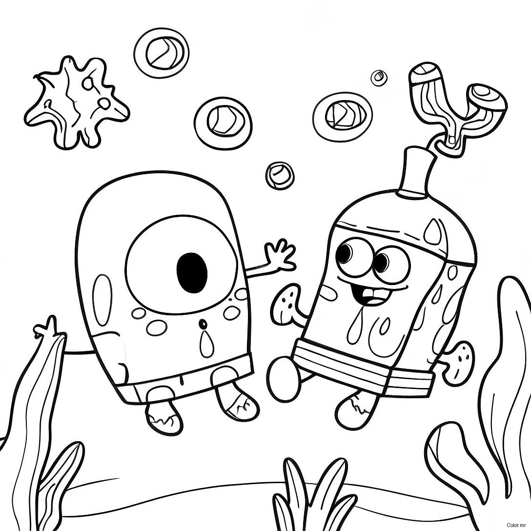 Spongebob And Patrick Underwater Adventure Coloring Page 25366 23186