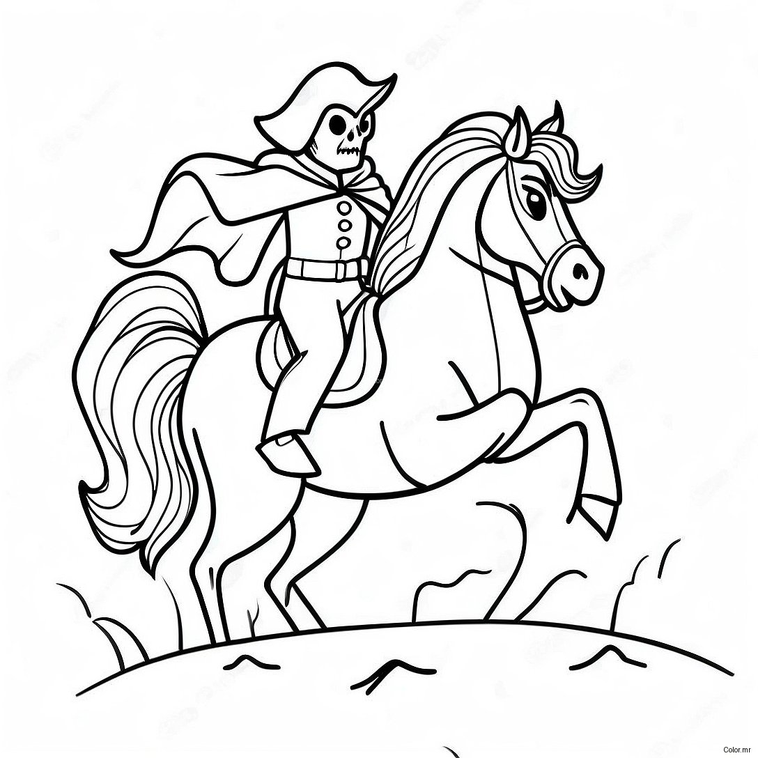 Spooky Headless Horseman Riding A Horse Coloring Page 15912 13442